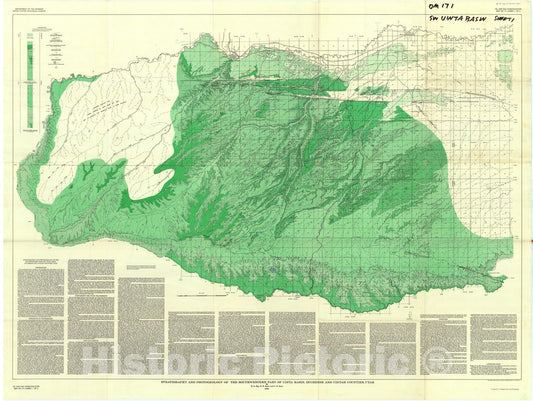 Map : Stratigraphy and photogeology of the southwestern part of Uinta Basin, Duchesne and Uintah Counties, Utah, 1956 Cartography Wall Art :
