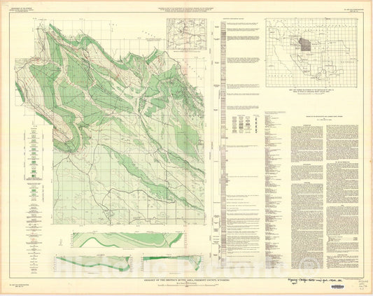 Map : Geology of the Shotgun Butte area, Fremont County, Wyoming, 1955 Cartography Wall Art :