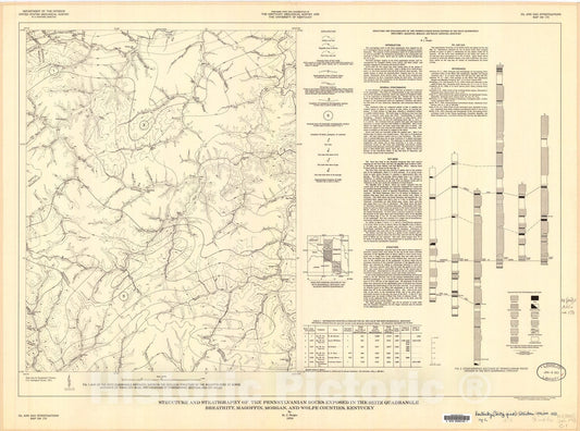Map : Structure and stratigraphy of the Pennsylvania rocks exposed in the Seitz quadrangle, Breathitt, Magoffin, Morgan, and Wolfe Counties, Kentucky, 1956 Cartography Wall Art :