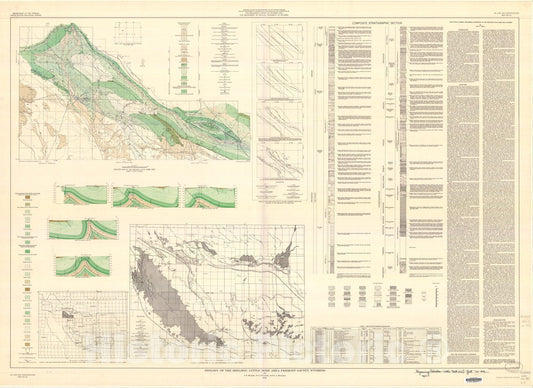 Map : Geology of the Sheldon-Little Dome area, Fremont County, Wyoming, 1956 Cartography Wall Art :