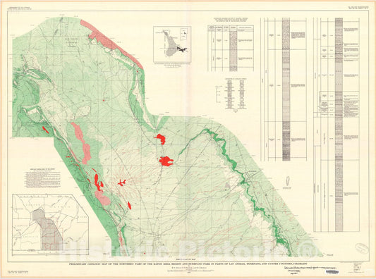 Map : Preliminary geologic map of the northern part of the Raton Mesa region and Huerfano Park in parts of Las Animas, Huerfano, and Custer Counties, Colorado, 1958 Cartography Wall Art :
