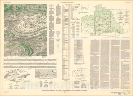 Map : Preliminary geologic map of the Waldron quadrangle and adjacent areas, Scott County, Arkansas, 1957 Cartography Wall Art :