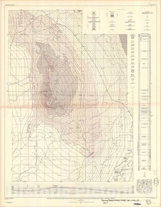 Map : Geologic and structure contour map of the Tisdale anticline and vicinity, Johnson and Natrona Counties, Wyoming, 1957 Cartography Wall Art :