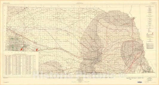 Map : Map of Nebraska showing areal distribution of pre-Pennsylvanian rocks, anticlines and basins, oil and gas fields, pipelines, and unsuccessful test wells, 1958 Cartography Wall Art :