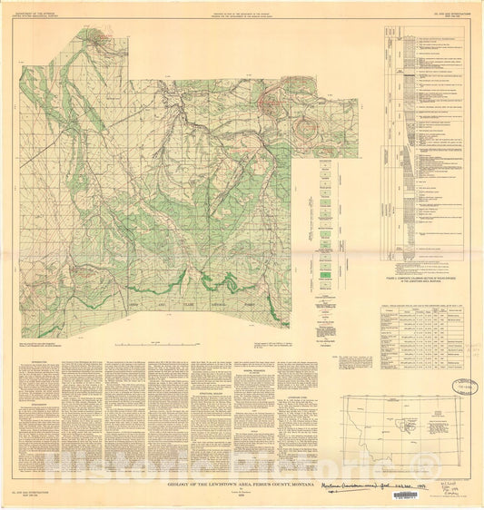 Map : Geology of the Lewiston area, Fergus County, Montana, 1959 Cartography Wall Art :