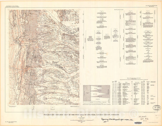Map : Preliminary geologic map of the Fort Hill quadrangle, Lincoln County, Wyoming, 1963 Cartography Wall Art :