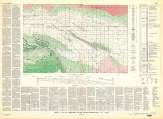 Map : Geology of the east Thermopolis area, Hot Springs and Washakie Counties, Wyoming, 1963 Cartography Wall Art :