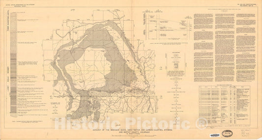 Map : Geology of the Washakie basin, Sweetwater and Carbon Counties, Wyoming, and Moffat County, Colorado, 1945 Cartography Wall Art :