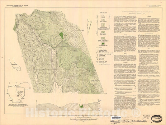 Map : Geology of oil-impregnated diatomaceous rock near Casmalia, Santa Barbara County, California, 1945 Cartography Wall Art :