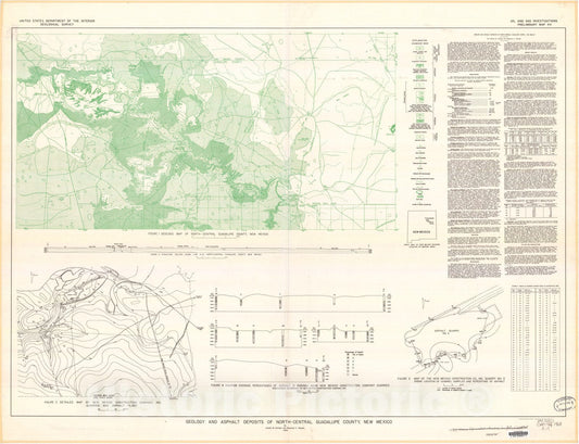 Map : Geology and asphalt deposits of north-central Guadalupe County, New Mexico, 1946 Cartography Wall Art :
