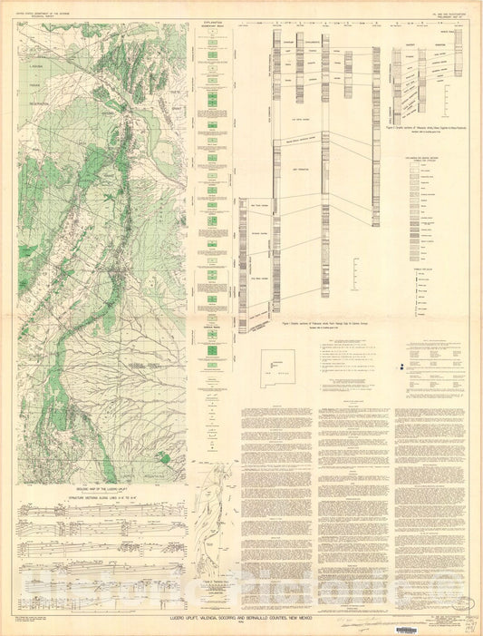 Map : Geology of the Lucero uplift, Valencia, Socorro, and Bernalillo Counties, New Mexico, 1946 Cartography Wall Art :