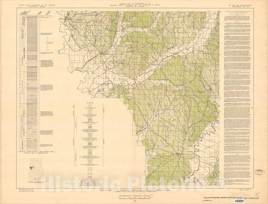 Map : Geologic map of the Aliceville, Mantua, and Eutaw quadrangles, Alabama, showing pre-Selma Upper Cretaceous formations, 1946 Cartography Wall Art :