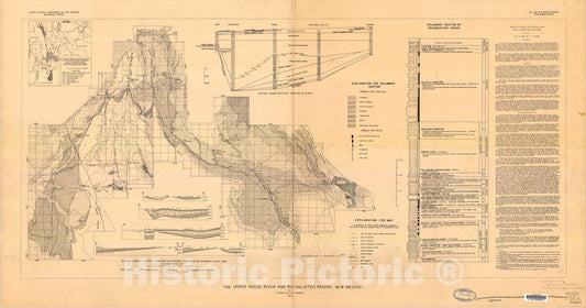 Map : The upper Pecos River and Rio Galisteo region, New Mexico, 1944 Cartography Wall Art :