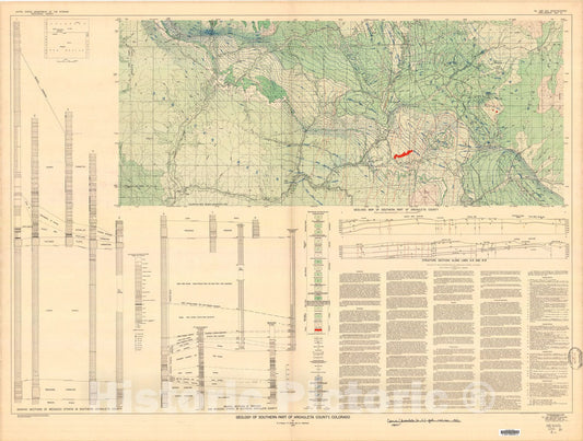 Map : Geology of the southern part of Archuleta County, Colorado, 1948 Cartography Wall Art :