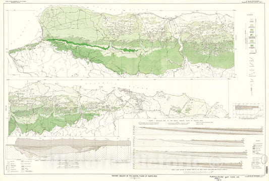 Map : Tertiary geology of the coastal plains of Puerto Rico, 1948 Cartography Wall Art :