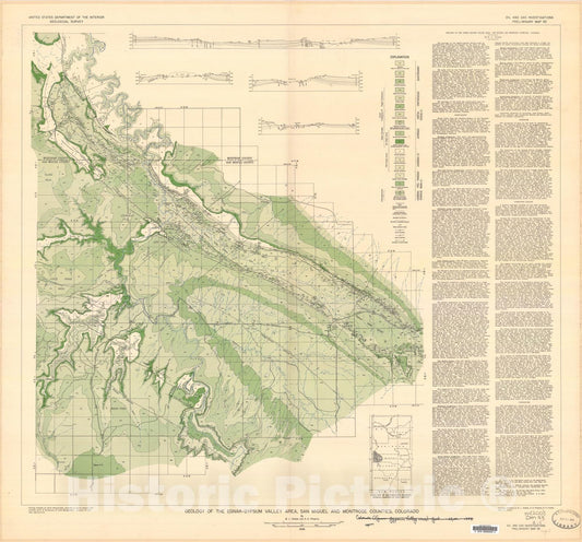 Map : Geology of the Egnar-Gypsum Valley area, San Miguel and Montrose Counties, Colorado, 1948 Cartography Wall Art :