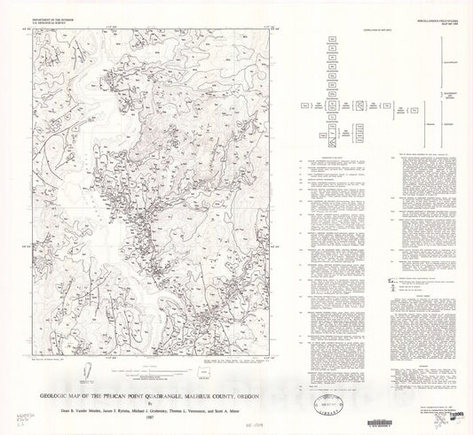 Map : Geologic map of the Pelican Point quadrangle, Malheur County, Oregon, 1987 Cartography Wall Art :