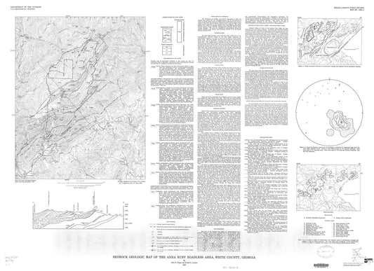 Map : Bedrock geologic map of the Anna Ruby Roadless Area, White County, Georgia, 1987 Cartography Wall Art :