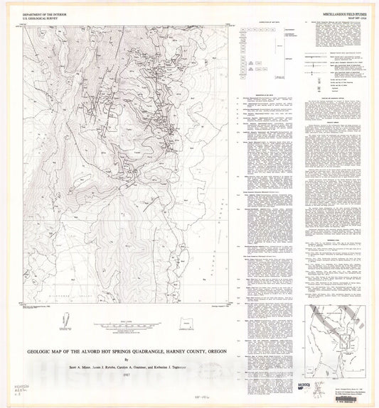 Map : Geologic map of the Alvord Hot Springs quadrangle, Harney County, Oregon, 1987 Cartography Wall Art :