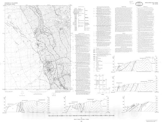 Map : Geologic map and sections of the Valley View Hot Springs quadrangle, Custer and Saguache Counties, Colorado, 1987 Cartography Wall Art :