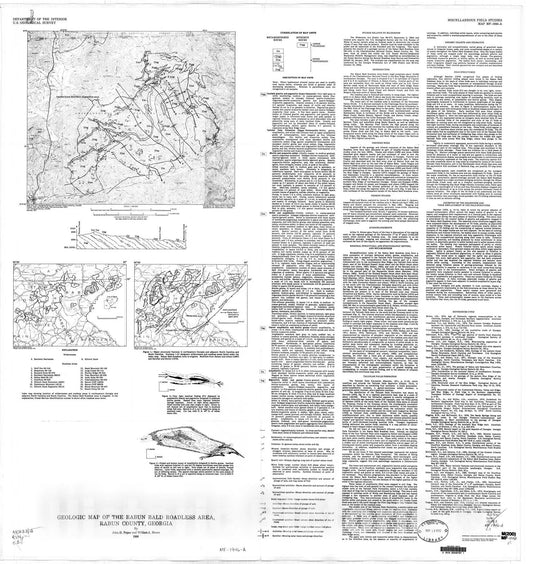 Map : Geologic map of the Rabun Bald Roadless Area, Rabun County, Georgia, 1988 Cartography Wall Art :