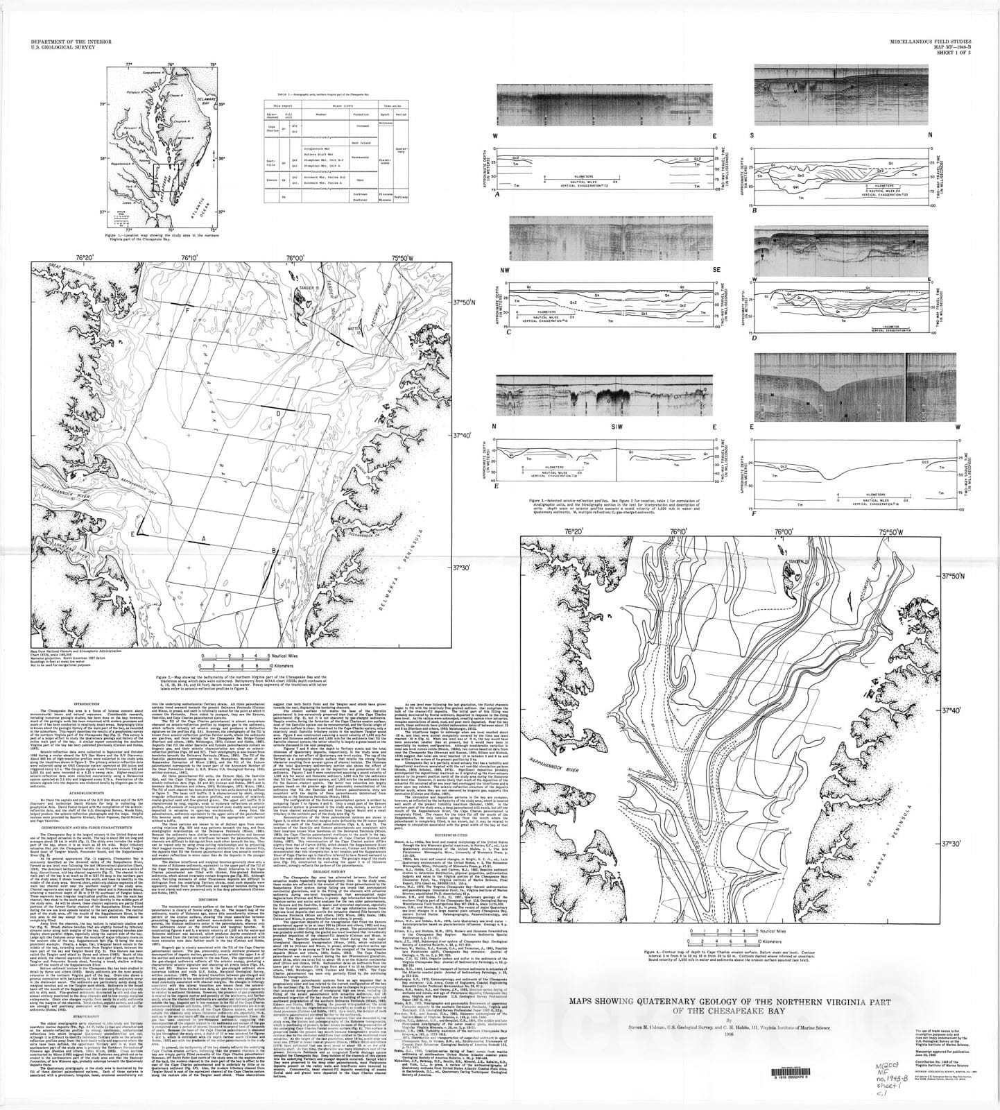 Map : Maps showing Quaternary geology of the northern Virginia part of the Chesapeake Bay, 1988 Cartography Wall Art :