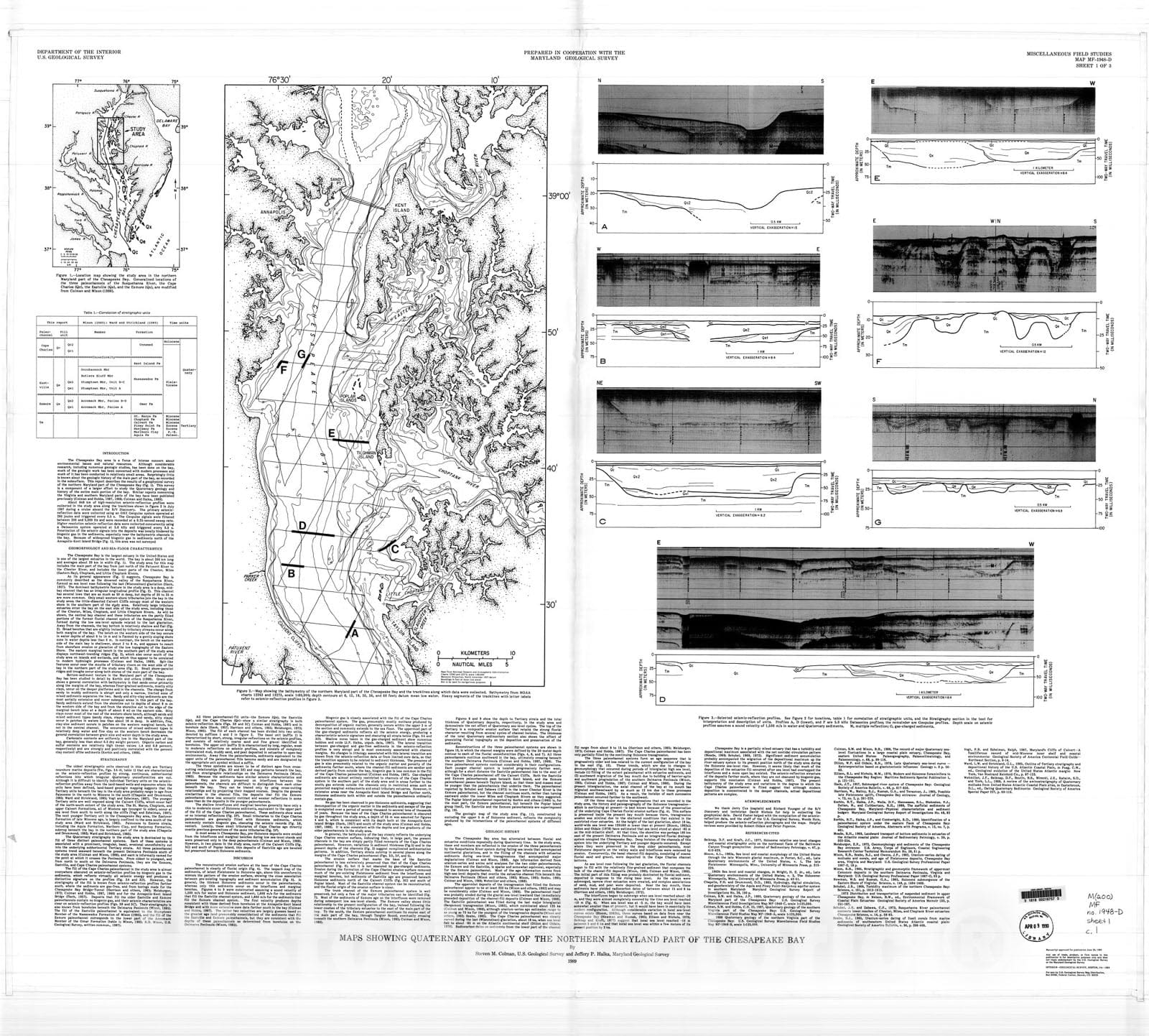 Map : Maps showing Quaternary geology of the northern Maryland part of the Chesapeake Bay, 1989 Cartography Wall Art :