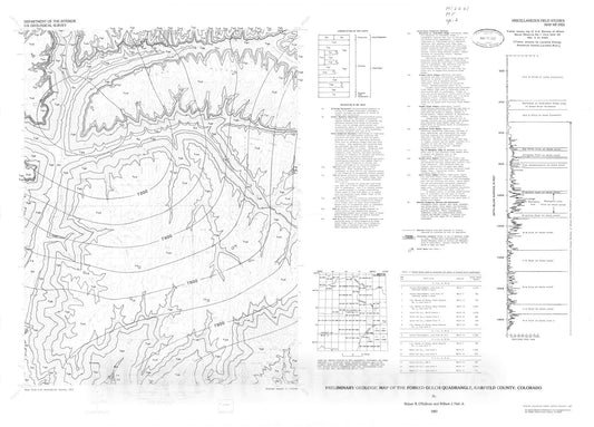 Map : Preliminary geologic map of the Forked Gulch quadrangle, Garfield County, Colorado, 1987 Cartography Wall Art :