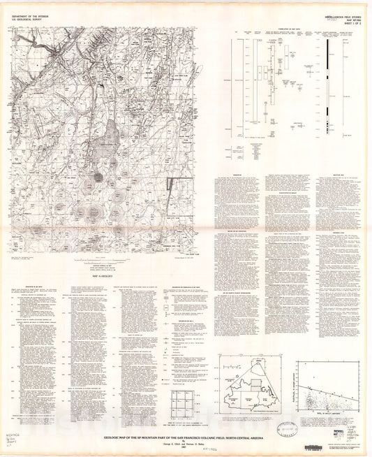 Map : Geologic map of the SP Mountain part of the San Francisco volcanic field, north-central Arizona, 1987 Cartography Wall Art :