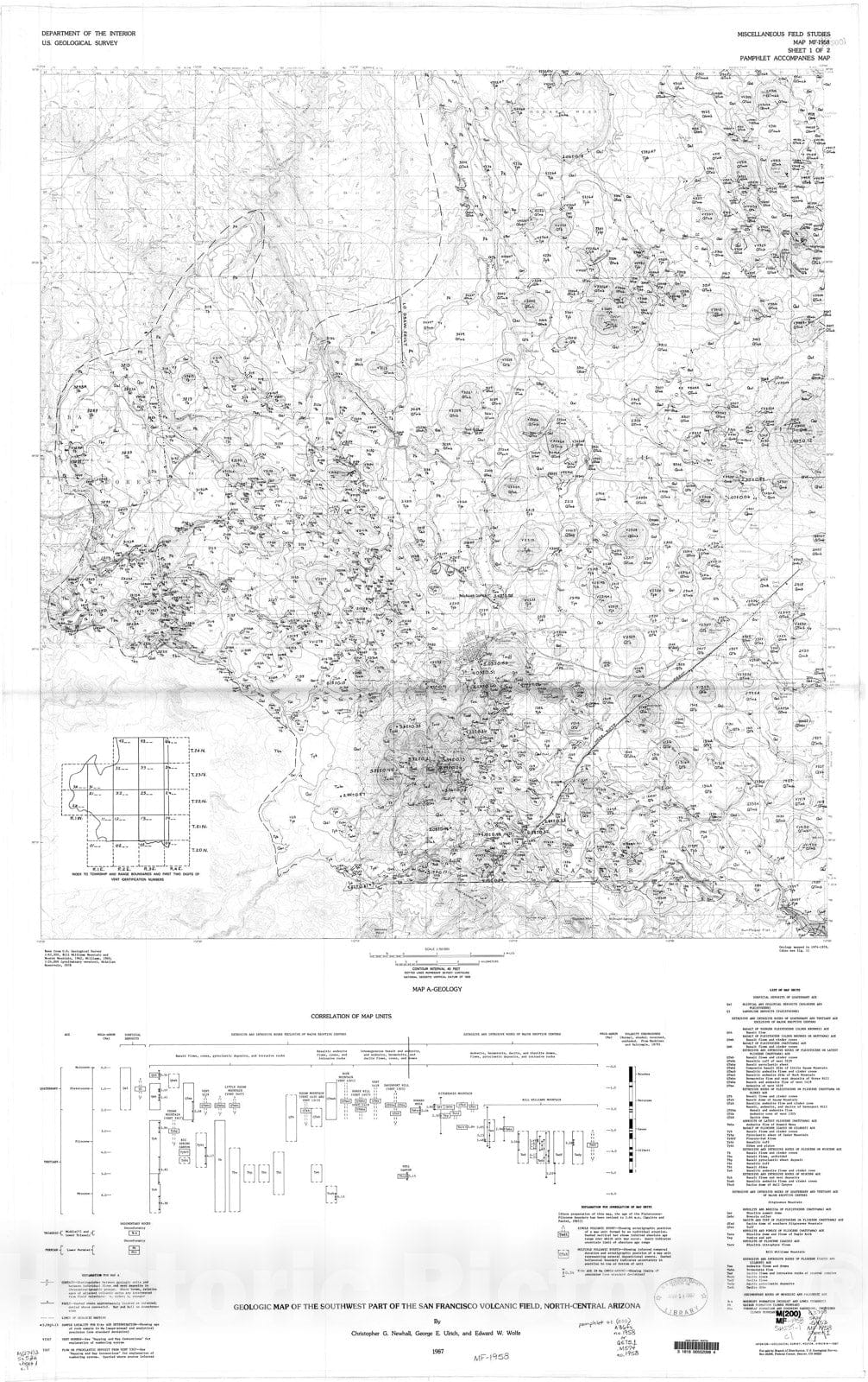 Map : Geologic map of the southwest part of the San Francisco volcanic field, north-central Arizona, 1987 Cartography Wall Art :