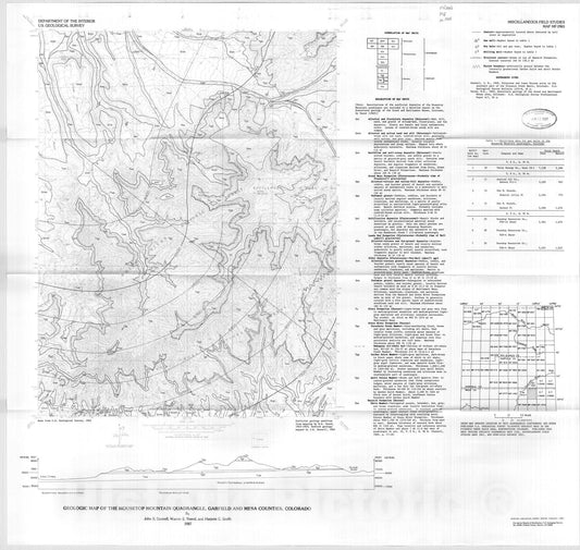 Map : Geologic map of the Housetop Mountain quadrangle, Garfield and Mesa Counties, Colorado, 1987 Cartography Wall Art :
