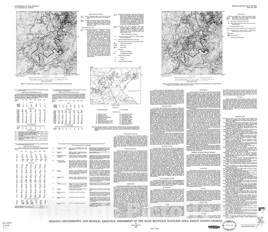 Map : Geology, geochemistry, and mineral resource assessment of the Rand Mountain Roadless Area, Rabun County, Georgia, 1987 Cartography Wall Art :
