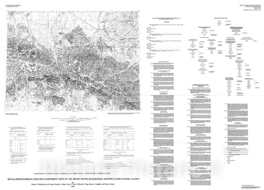 Map : Metalliferous mineral resource assessment maps of the Mount Hayes quadrangle, eastern Alaska Range, Alaska, 1990 Cartography Wall Art :