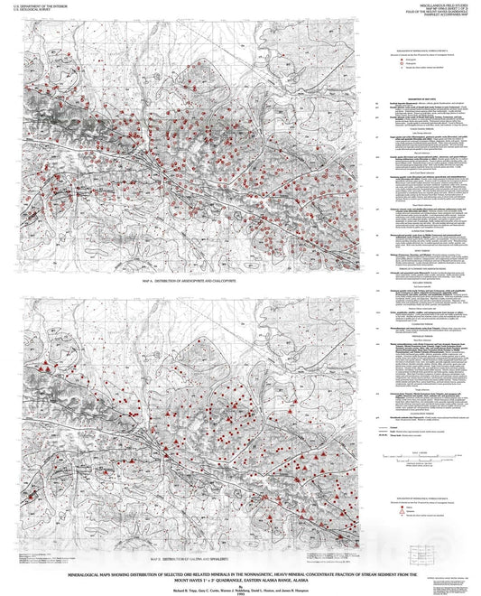 Map : Mineralogical maps showing distribution of selected ore-related minerals in the nonmagnetic, heavy-mineral-concentrate fraction of, 1993 Cartography Wall Art :