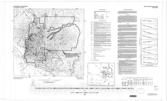 Map : Geologic map of the Skedaddle Mountain Wilderness Study Area, Lassen County, California, and Washoe County, Nevada, 1989 Cartography Wall Art :
