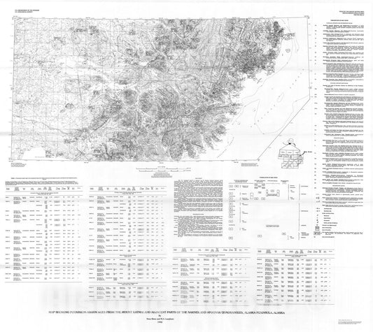 Map : Map showing potassium-argon ages from the Mount Katmai and adjacent parts of the Afognak and Naknek quadrangles, Alaska, 1992 Cartography Wall Art :