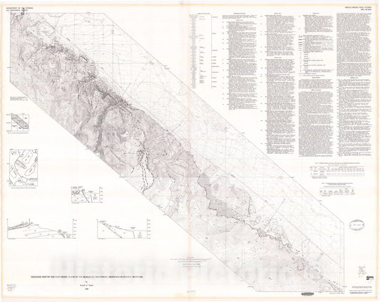 Map : Geologic map of the northeast flank of the Blacktail Mountains, Beaverhead County, Montana, 1988 Cartography Wall Art :