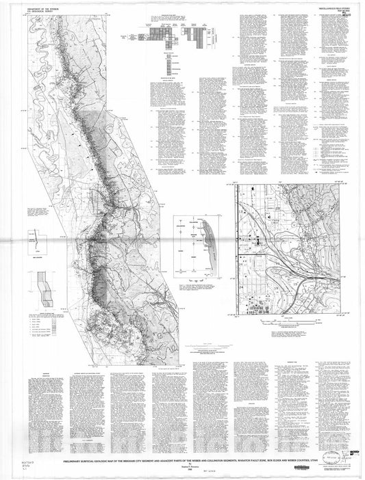 Map : Preliminary surficial geologic map of the Brigham City segment and adjacent parts of the Weber and Colliston segments, Wasatch , 1988 Cartography Wall Art :