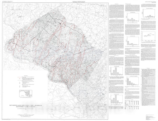 Map : Map showing radon potential of rocks and soils in Montgomery County, Maryland, 1988 Cartography Wall Art :