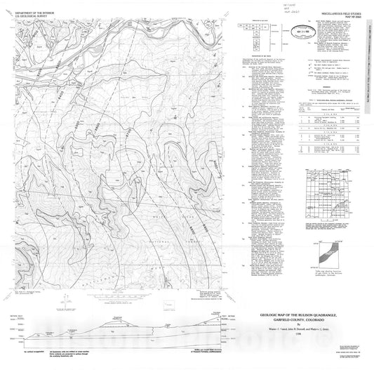 Map : Geologic map of the Rulison quadrangle, Garfield County, Colorado, 1988 Cartography Wall Art :