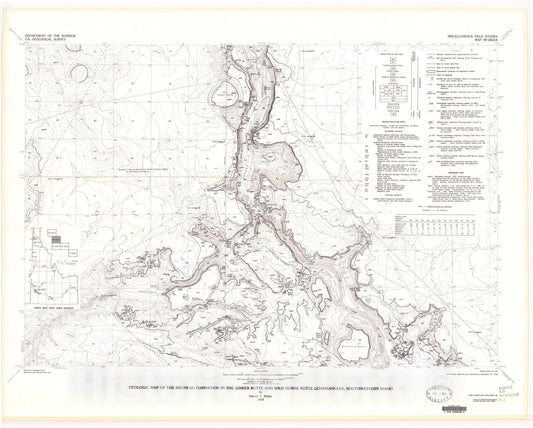Map : Geologic map of the Bruneau Formation in the Sinker Butte and Wild Horse Butte quadrangles, southwestern Idaho, 1989 Cartography Wall Art :