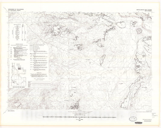 Map : Geologic map of the Bruneau Formation in the Oreana and Castle Butte quadrangles, southwestern Idaho, 1989 Cartography Wall Art :