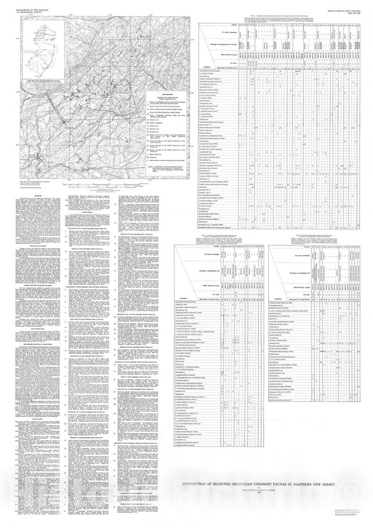 Map : Distribution of selected Ordovician conodont faunas in northern New Jersey, 1989 Cartography Wall Art :