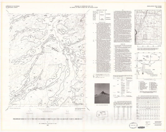 Map : Preliminary geologic map of the Grey Hill Spring quadrangle, San Juan and McKinley Counties, New Mexico, 1989 Cartography Wall Art :