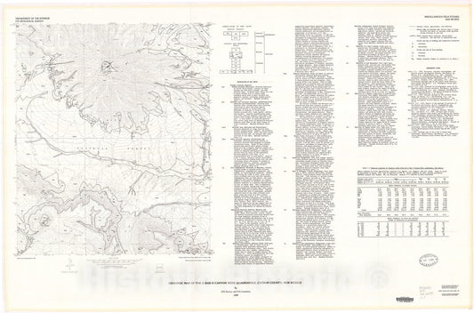 Map : Geologic map of the O Bar O Canyon West quadrangle, Catron County, New Mexico, 1989 Cartography Wall Art :