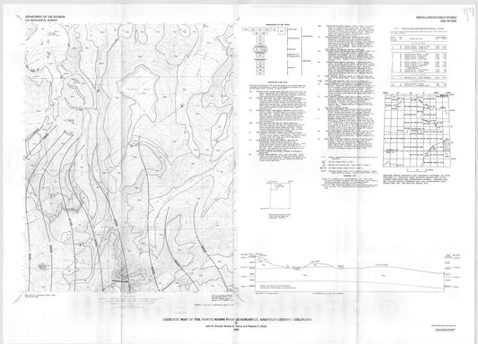 Map : Geologic map of the North Mamm Peak quadrangle, Garfield County, Colorado, 1989 Cartography Wall Art :