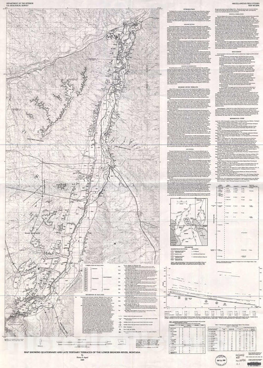 Map : Maps showing Quaternary and Late Tertiary terraces of the lower Bighorn River, Montana, 1989 Cartography Wall Art :