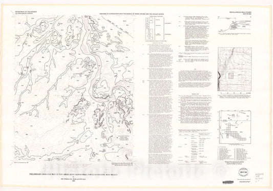 Map : Preliminary geologic map of the Great Bend quadrangle, San Juan County, New Mexico, 1989 Cartography Wall Art :