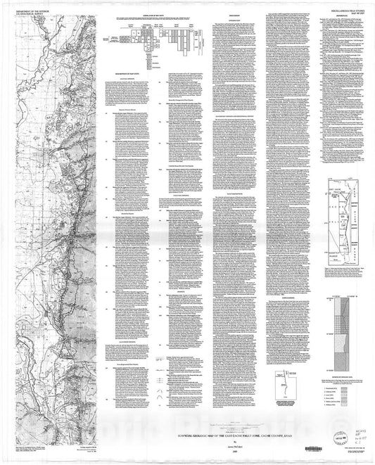 Map : Surficial geologic map of the East Cache fault zone, Cache County, Utah, 1989 Cartography Wall Art :