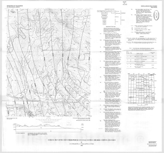 Map : Geologic map of the South Mamm Peak quadrangle, Garfield and Mesa Counties, Colorado, 1990 Cartography Wall Art :